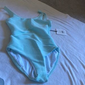 Ibis One Piece Ribbed Bathing Suit in Sky, Size Medium, NWT